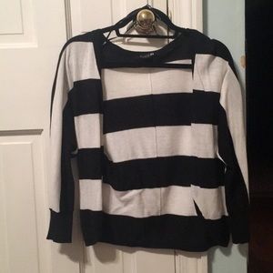 Black & white striped cardigan. Size small